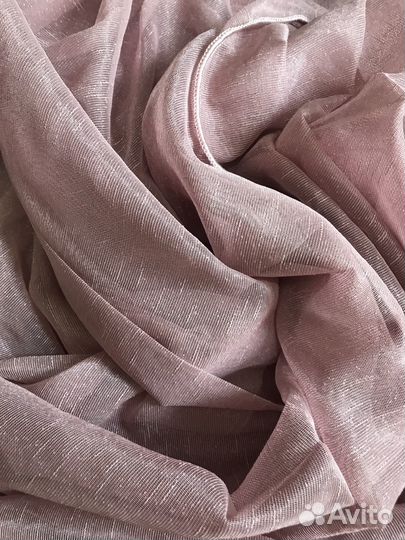 Готовый тюль лён дождик пудровый 3/4/5м