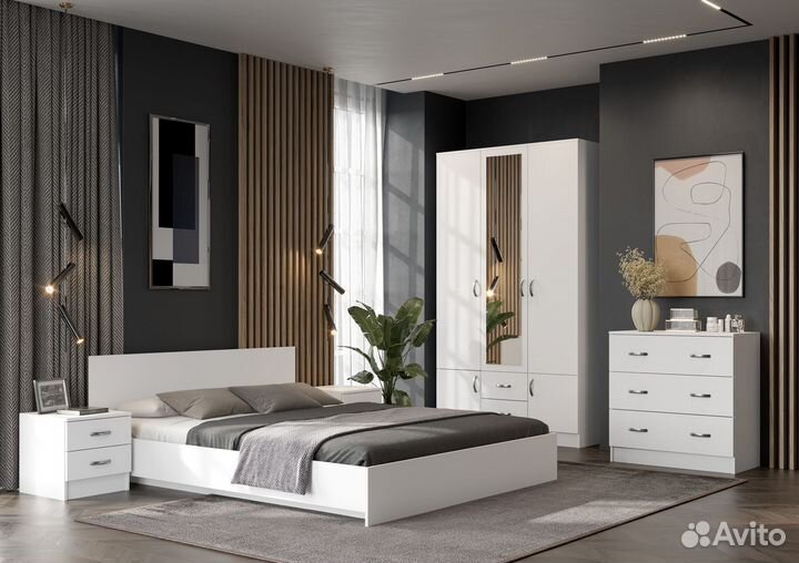 Спальный гарнитур Ронда Белое дерево
