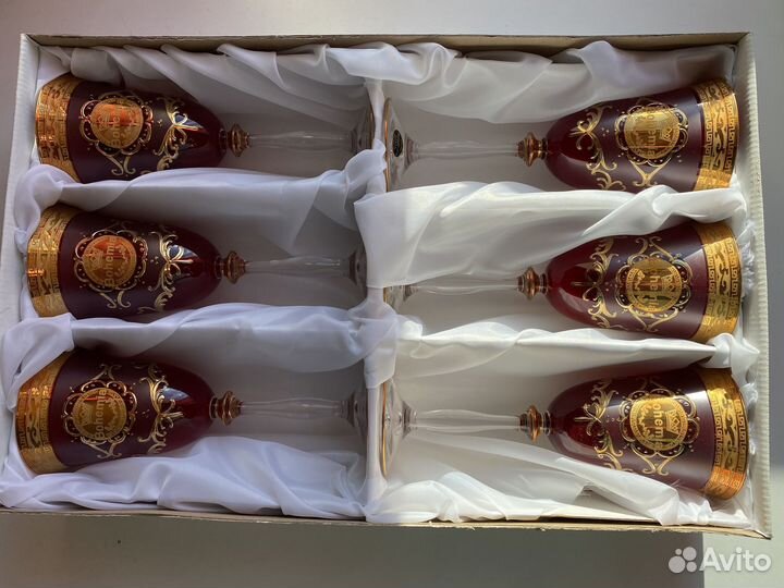 Чешские Бокалы для вина ручной работы 6 шт