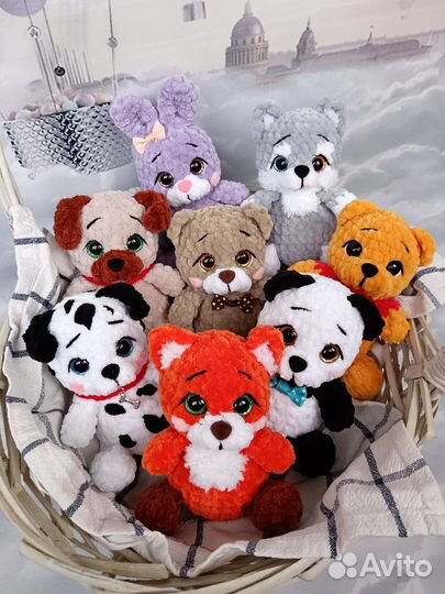 Игрушки малышки, вязаные зверята