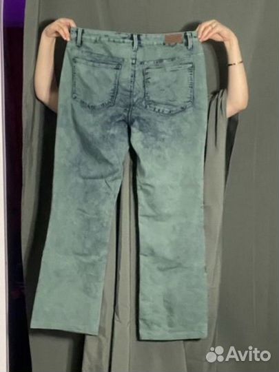 Зеленые винтажные ретро джинсы y2k потёртые