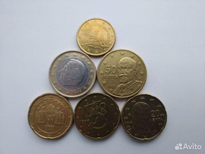 Монеты евро. 6 шт. 2,20 евро