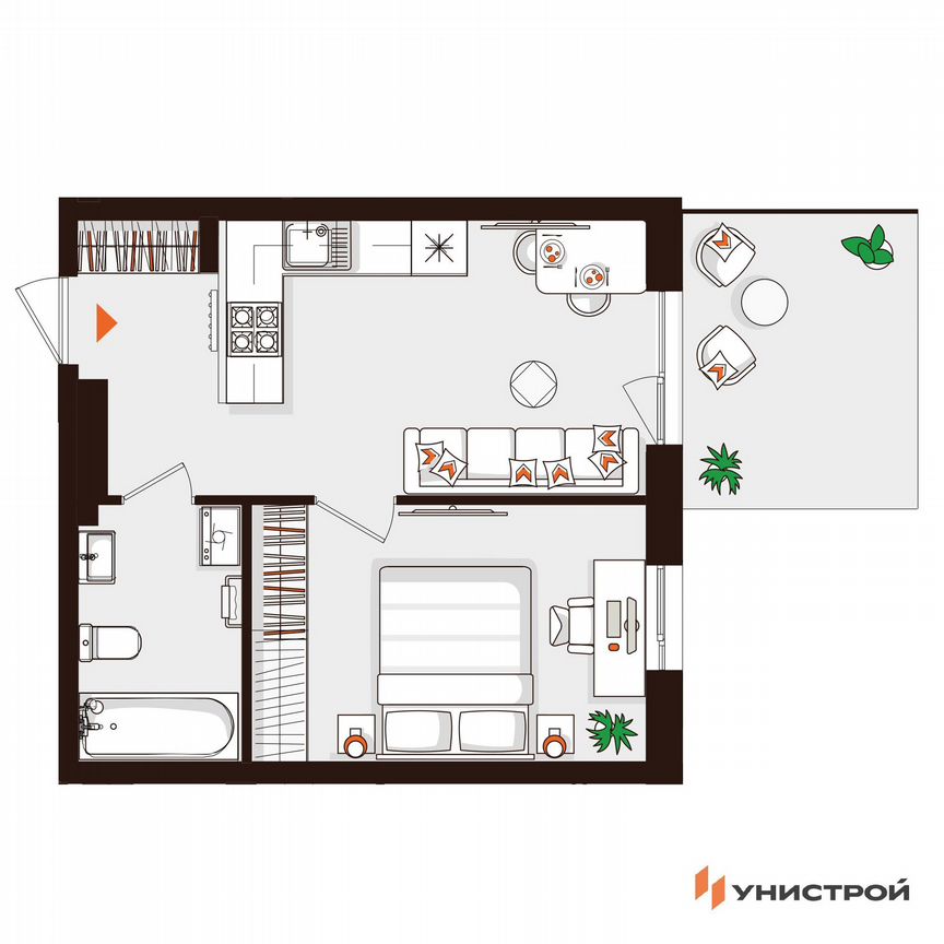 1-к. квартира, 35,8 м², 1/5 эт.