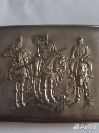 Портсигар Три богатыря. Мельхиор 40 года