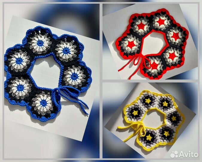 Съемный воротничок кроше(бабушкин квадрат)