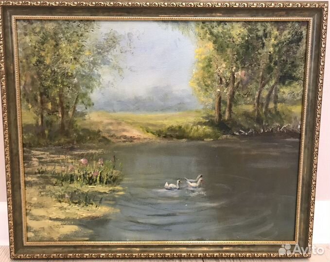 Картина маслом. У пруда