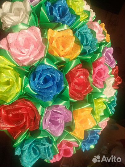 Цветы на заказ из атласной ленты