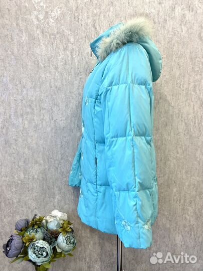 Пуховик зимний женский 48 50 бирюзовый