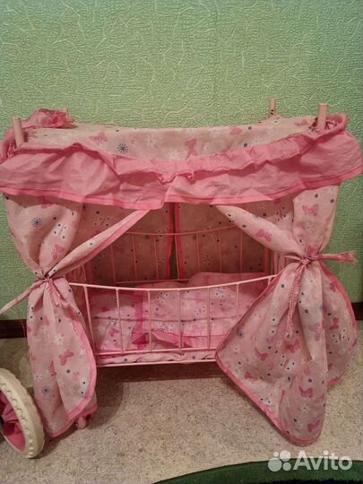 Игрушечная коляска для кукол и кроватка