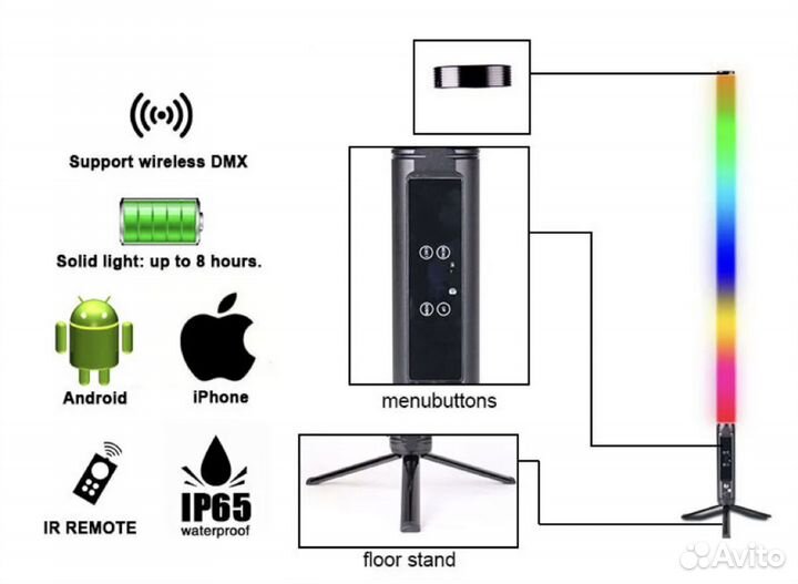 360 Градусов уличная wireless battery LED tube