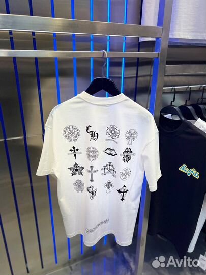 Футболка овер унисекс chrome hearts премиум