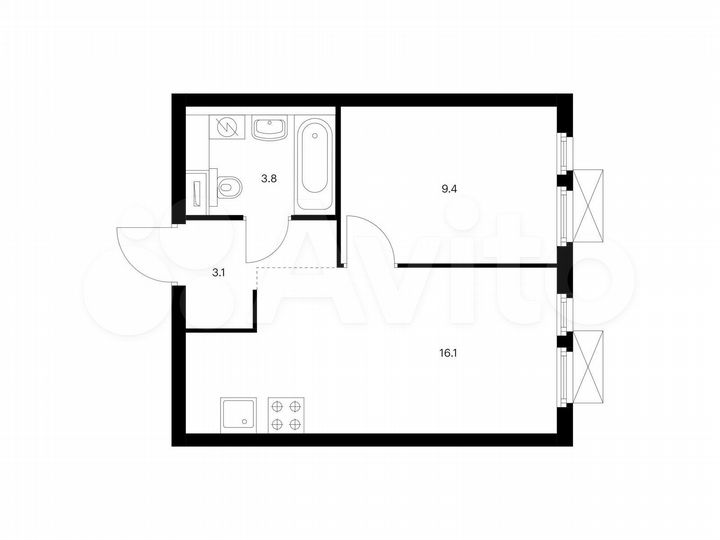 1-к. квартира, 32,4 м², 10/22 эт.