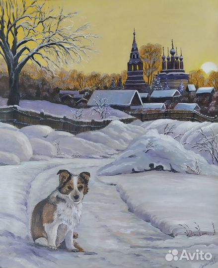 Зимний пейзаж Картина маслом