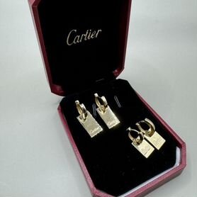 Золотые серьги пластины cartier585