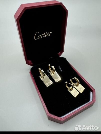 Золотые серьги пластины cartier585