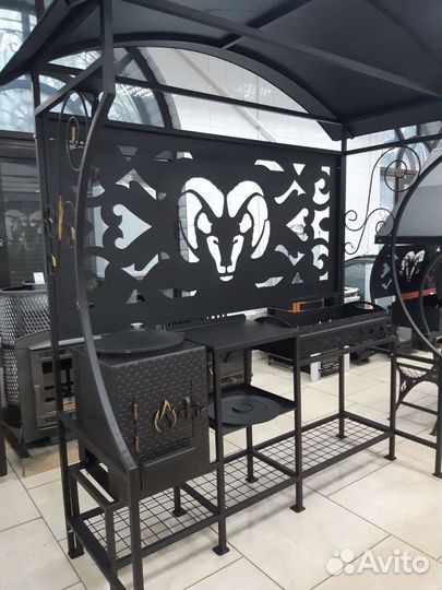 Мангальная зона печью для казана