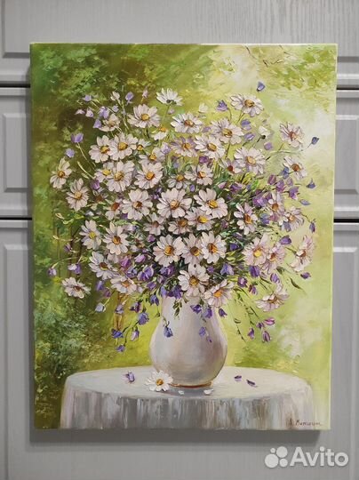 Картина маслом Букет с ромашками