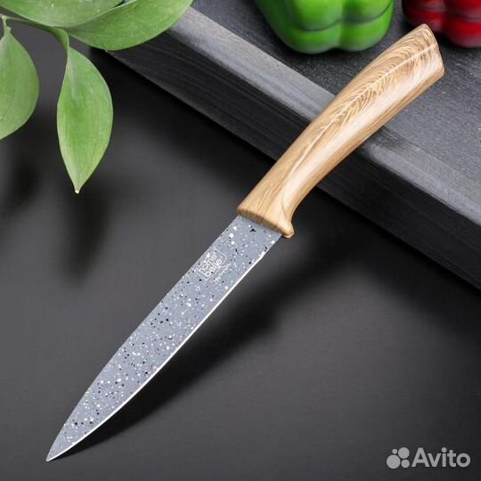 Нож с антиналипающим покрытием Доляна «Гранит», ле