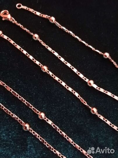 Золотая цепочка и браслет с шариками, медсплав