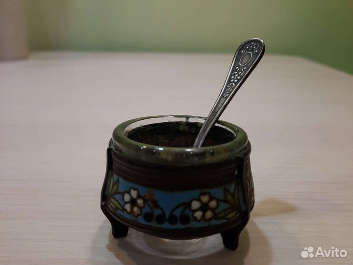 Солонка мельхиор эмаль СССР