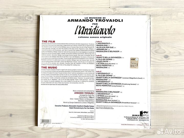 Винил soundtrack A. Trovaioli – L'Arcidiavolo 2xLP