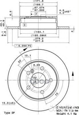 Тормозной диск 08A73711 Brembo