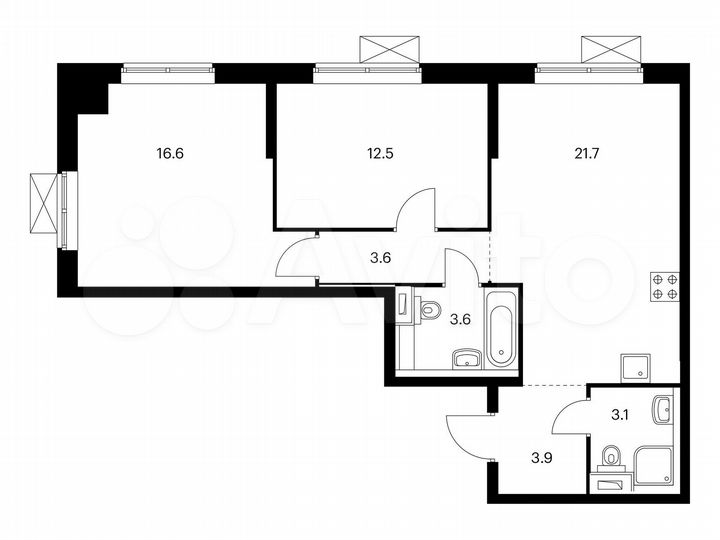 2-к. квартира, 65 м², 6/24 эт.