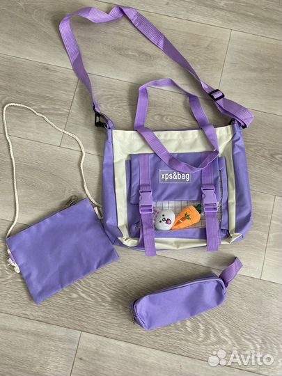 Сумка шоппер, клач и пенал для девочек