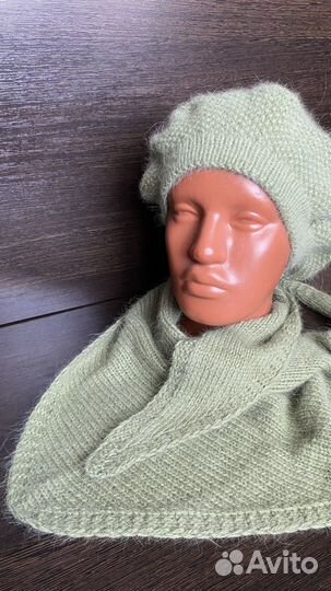 Комплект берет, варежки и бактус