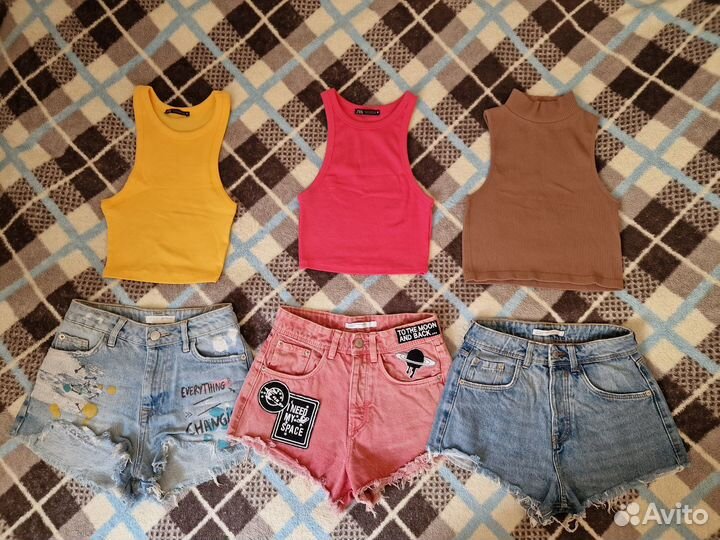 Джинсовые шорты и топики Zara