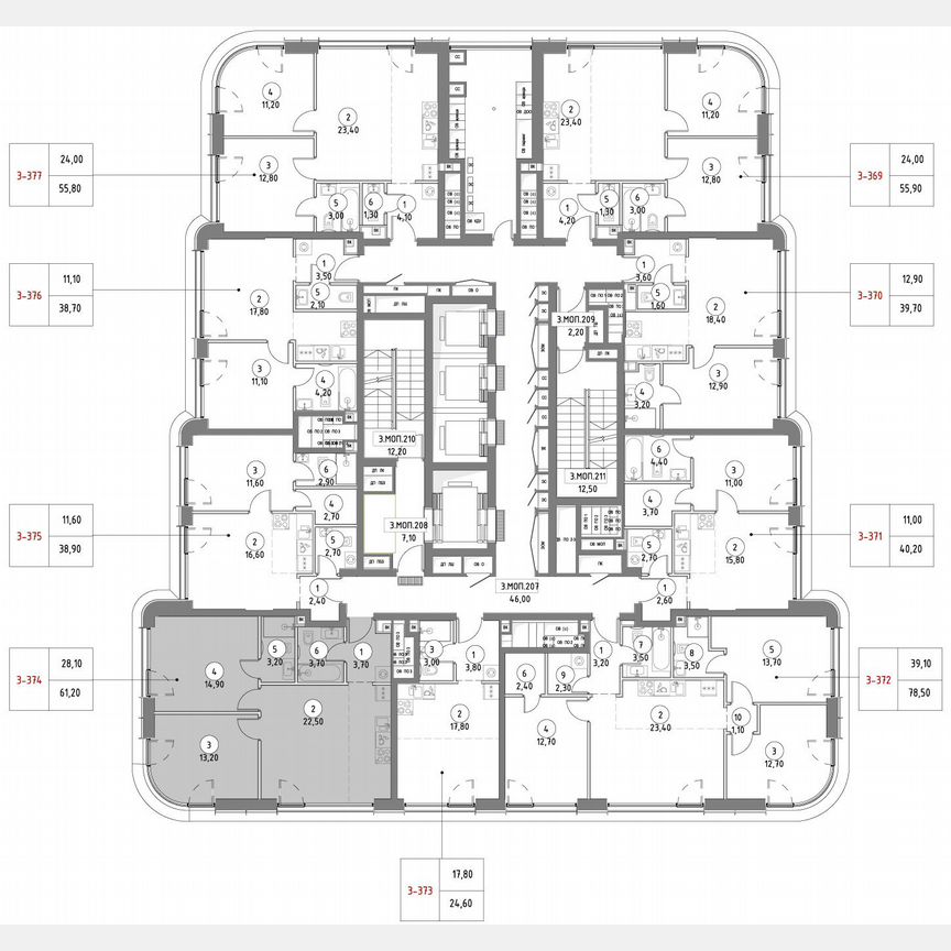 2-к. квартира, 60 м², 44/53 эт.