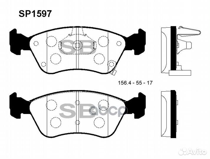 SP1597, sangsin brake, Колодки тормозные диск