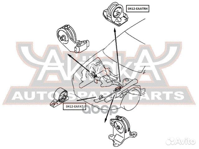 Подушка двигателя правая AT 0412-eaatrh asva
