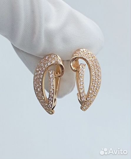 Золотые серьги с фианитами (38060)