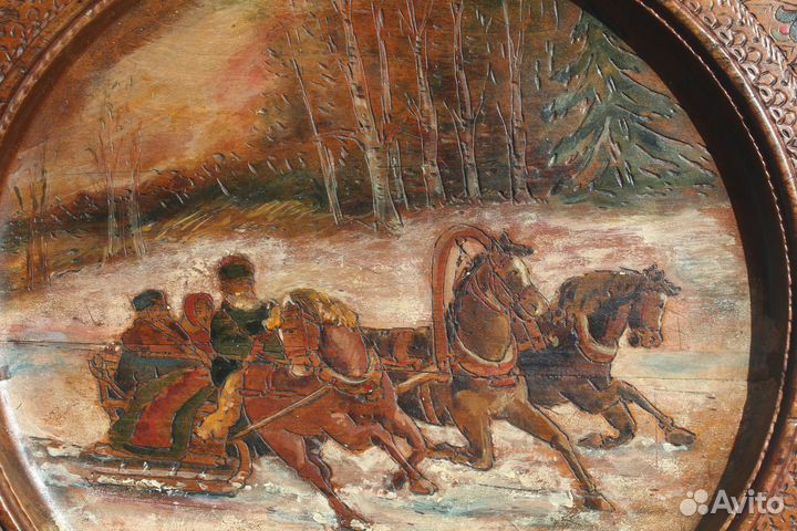 Блюдо в Русском стиле. Тройка. Абрамцево. До 1917г