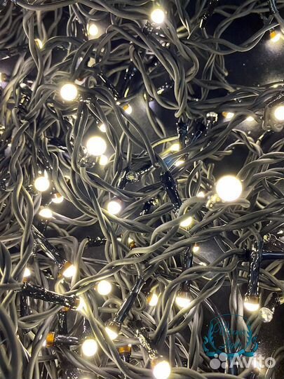 Гирлянда бахрома (каучук) 100 д на 3 метра, теплый