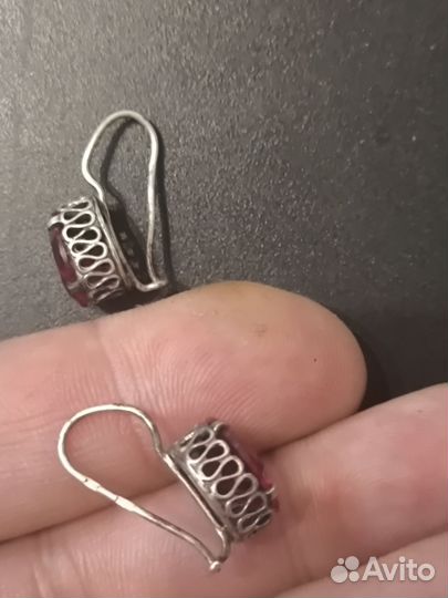 Серьги.СССР.Серебро.Рубин.925