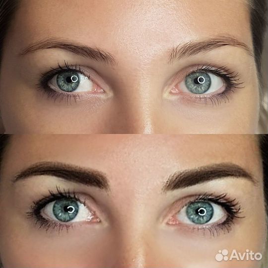 Татуаж бровей пудровое напыление бровей перманент