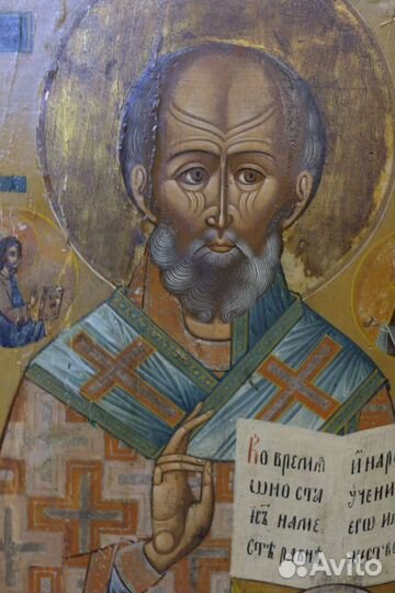 Старинная Икона Николай Чудотворец