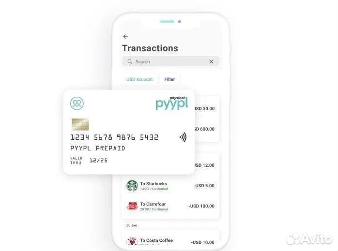 Зарубежная банковская карта pyypl в день заказа