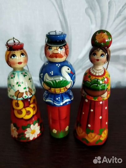 Ёлочные игрушки деревянные набор 10шт