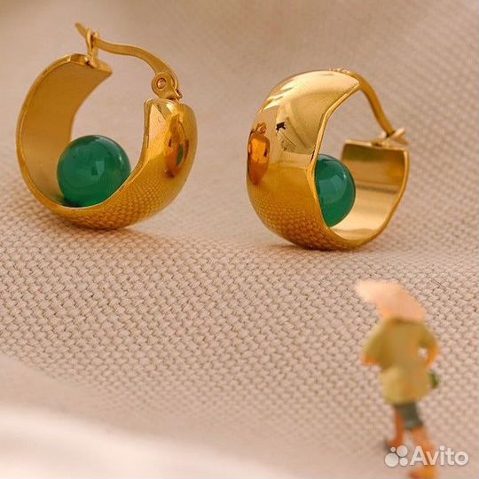 Новые Комплект с агатом. Серьги с нат. камнями