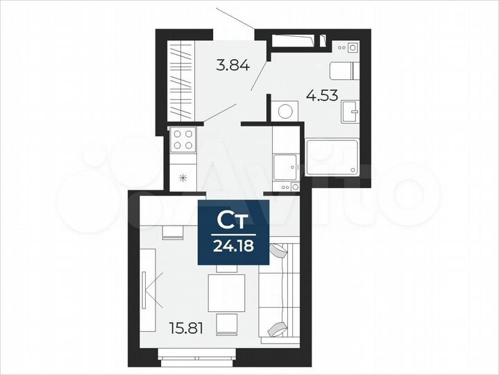 Квартира-студия, 24,2 м², 17/24 эт.