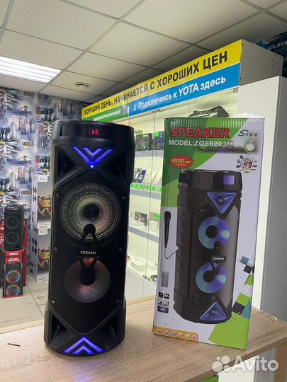 Блютуз колонка большая с беспроводным микрофоном