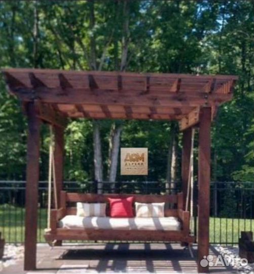 Качеля пергола деревянные садовая мебель решетки