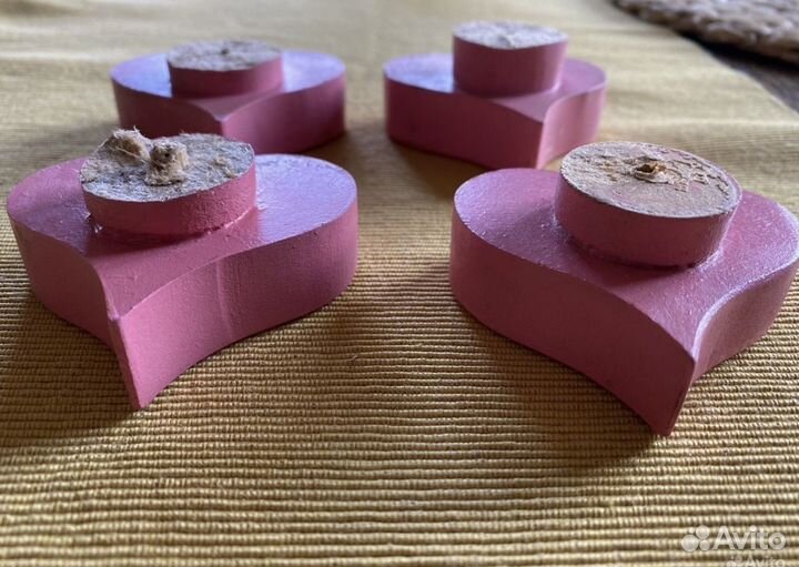 Мебельные ручки из дерева в форме сердца 4 шт