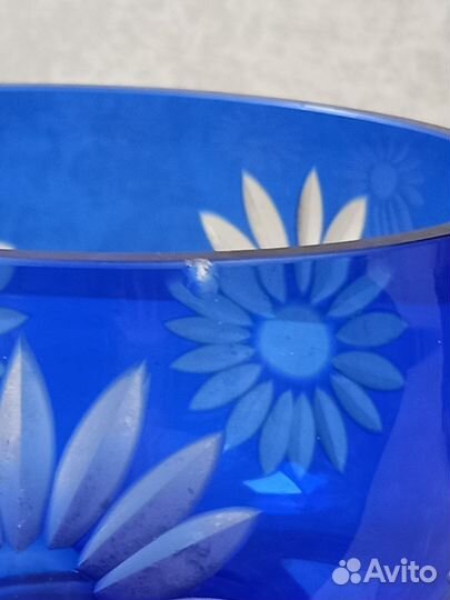 Ваза конфетница СССР синее стекло