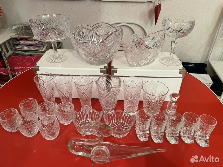 Бокалы коньяк, вино, мартинки, хрусталь