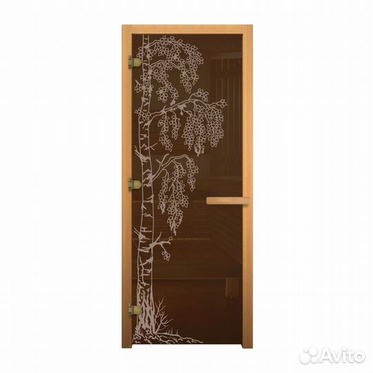 Дверь для Бани стекло Бронза, рис. 