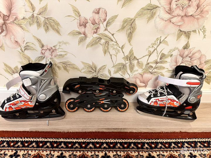 Коньки ролики 2 в 1, размер 33 36